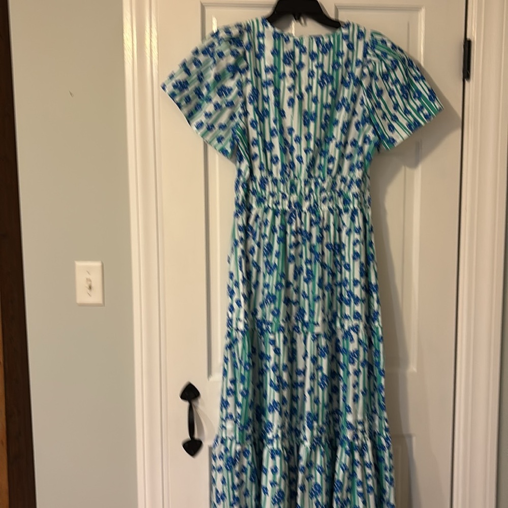 Anthropologie Blue and Green Floral Maxi Dress - Picture 6 of 7